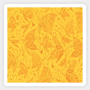 Paisley butterflies yellow-orange Sticker